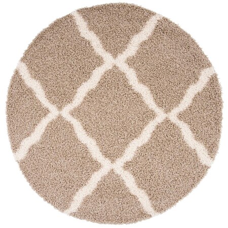 Safavieh 8 x 8 ft. SGD-Dallas Shag Power Loomed Round Area Rug; Beige & Ivory SGDS257D-8R